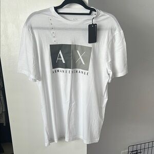 Armani Exchange White Short Sleeve Tee with Logo